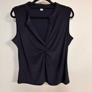 NWOT Tommy Hilfiger Sleeveless Navy Twist-Front Blouse